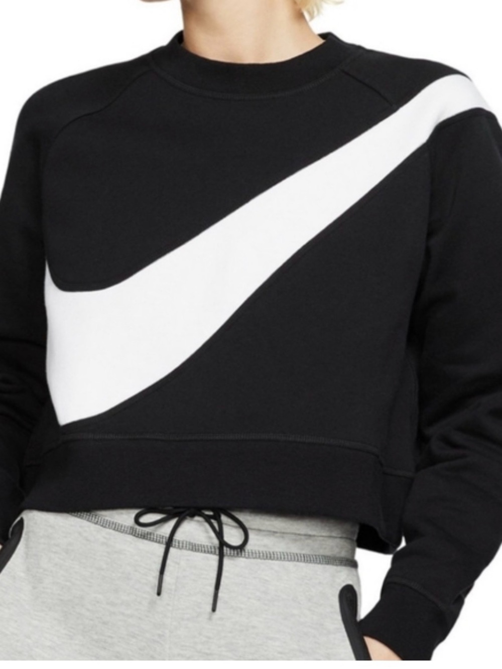 Nike Black Crewneck Sweatshirt with White Swoosh Accent